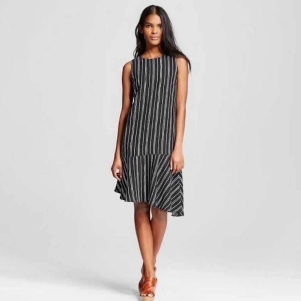 Who what where black striped asymmetrical dress-XS